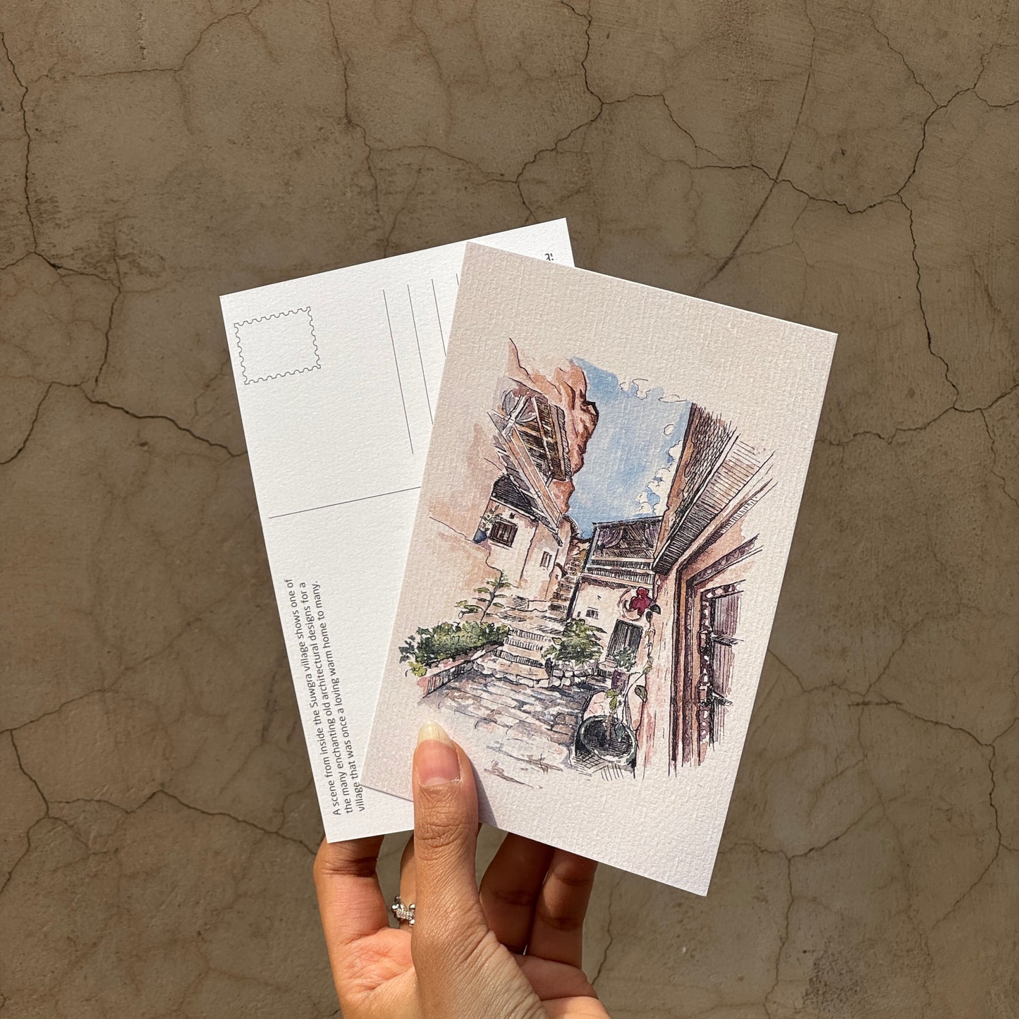 بطاقة بريدية ممر في قرية السوجرة | The Quiet Path of Suwgra Postcard